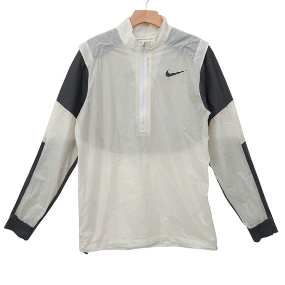 Nike Golf Jacket Windbreaker Mens Small White Hyperadapt 1/2 Zip Lightweight - Picture 1 of 13